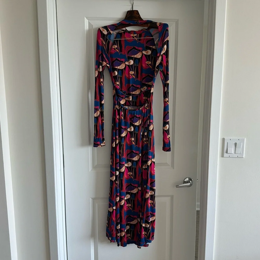 Farm Rio Wild Mushrooms Black Jersey Midi Dress - Picture 8 of 8